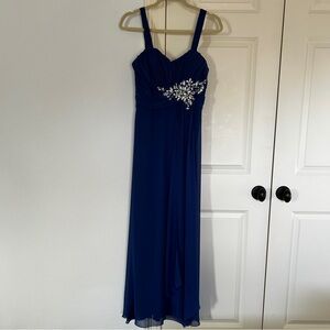 Blue floor length dress